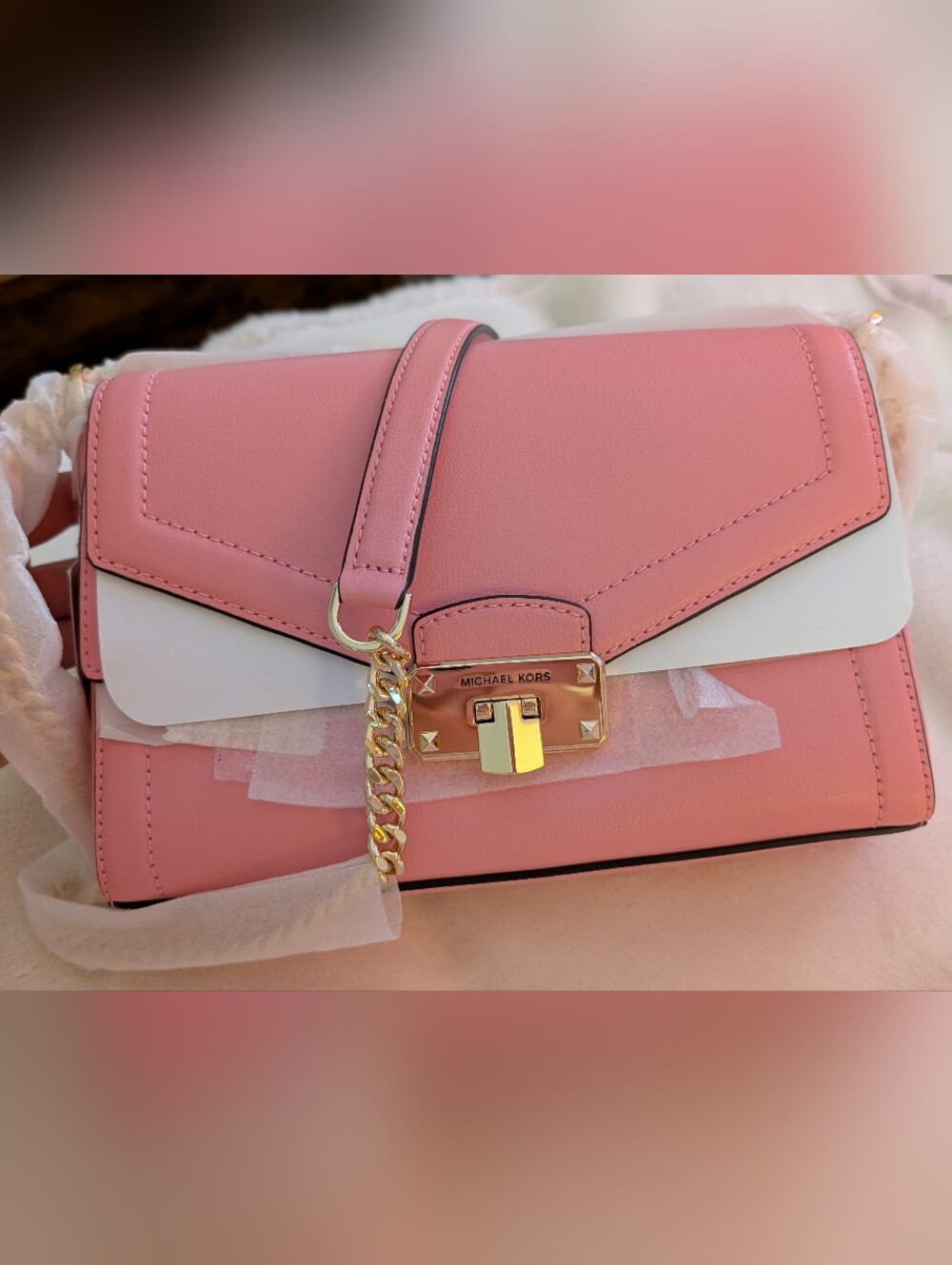 Michael Kors Kinsley Medium Flap Shoulder Bag in Pink NWT